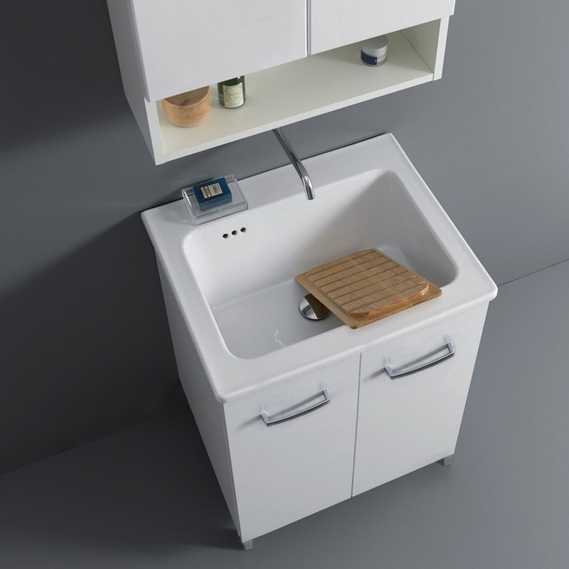 Mobile bagno/lavanderia 60x50 Nanco con lavabo/lavatoio in ceramica