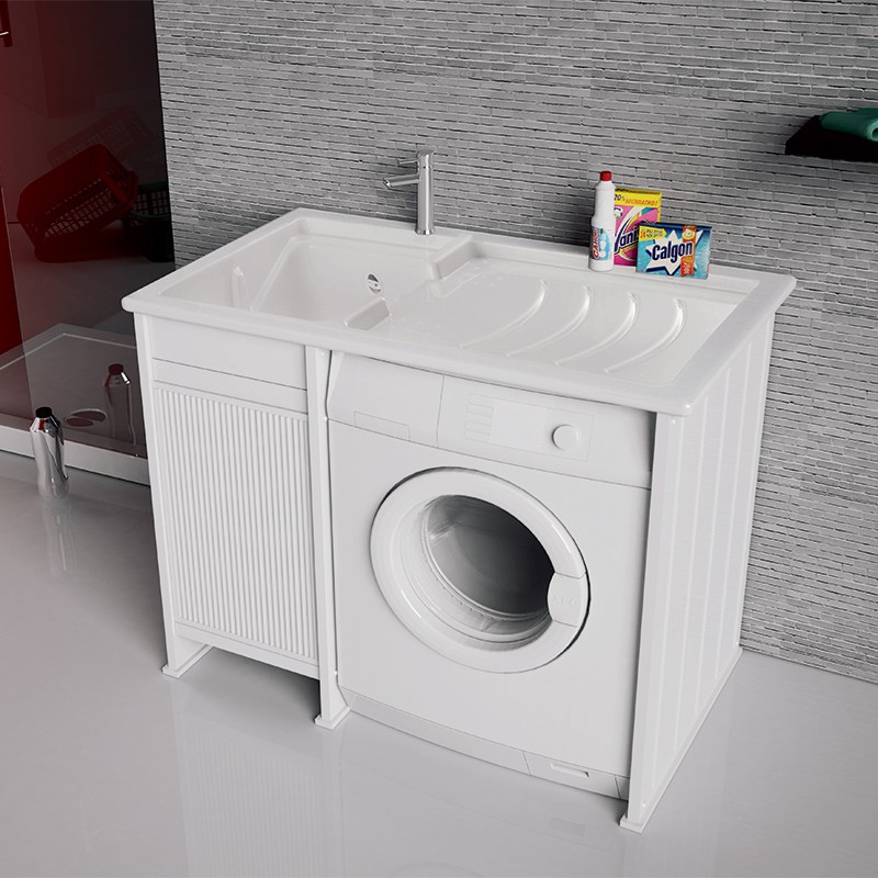 Mobile lavanderia coprilavatrice Compatta 109x61 con serrandina completo di  vasca