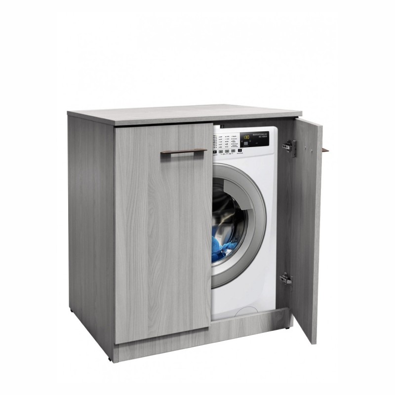 Mobile lavanderia a colonna porta lavatrice e asciugatrice a vista Lignum  olmo leone